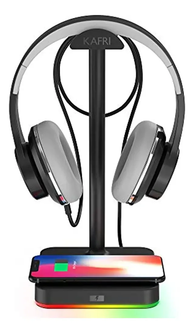 Suporte de fone de ouvido Kafri Rgb com carregador sem fio