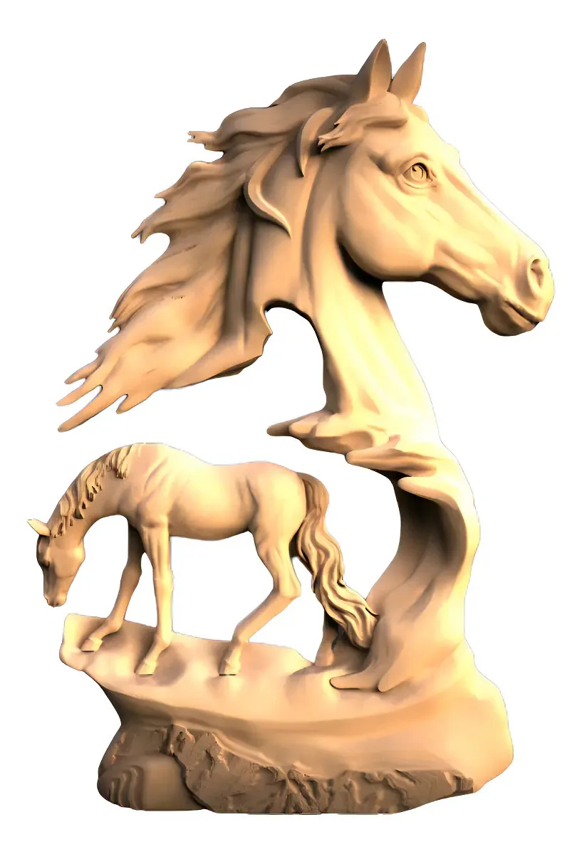 Arquivo STL 3D Cavalo E Potro Para Aspire Artcam Usinagem Impressão