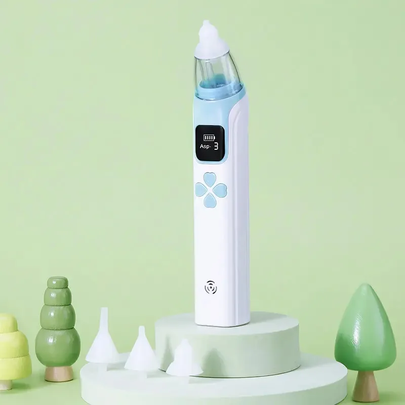 Limpador elétrico seguro para aspirador nasal para bebês, 3 modos, cor azul