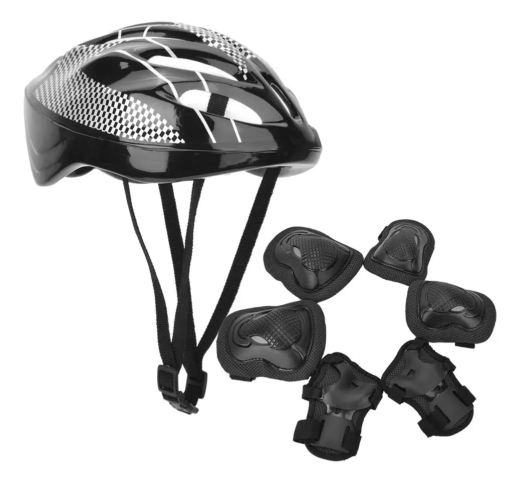 Conjunto de Equipamento para Patinação Gojiny para Adultos, 7 Peças, Conjunto de Equipamento de Proteção para Patinação para Adultos, Joelheiras + Cotoveleiras + Luvas + Capacete para Ciclismo
