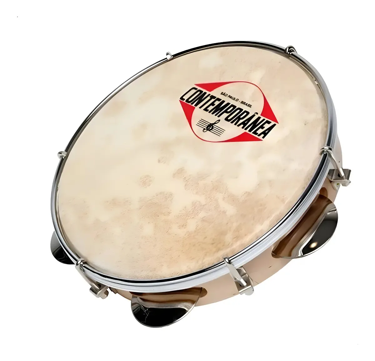 Pandeiro 10'' Contemporânea Madeira Couro 20c Verniz Cor Bege