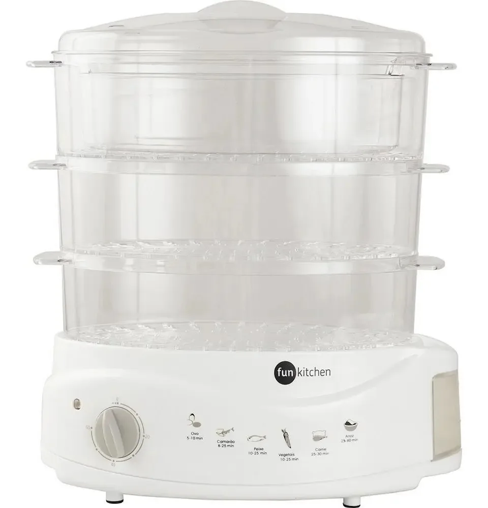 Aparelho De Cozimento Vapor Panela Legumes Arroz Tripla Cor Branco