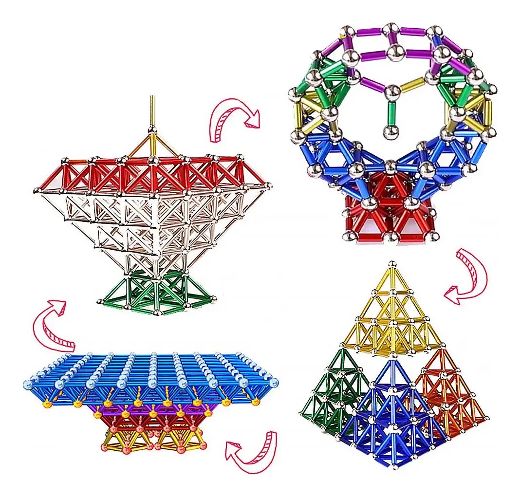 23 Mm 150 Hastes Magnéticas Coloridas + 160 Esferas De Aço Não Magnéticas Wicopet Blocos De Montar Magnéticos Bolas E Bastões 310 Peças