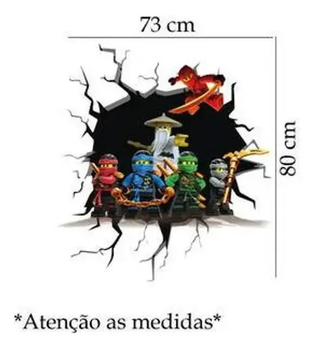 Adesivo De Parede Buraco Falso Ninjago Mod01