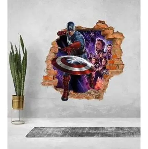 Adesivo De Parede Buraco Falso Avengers Mod01