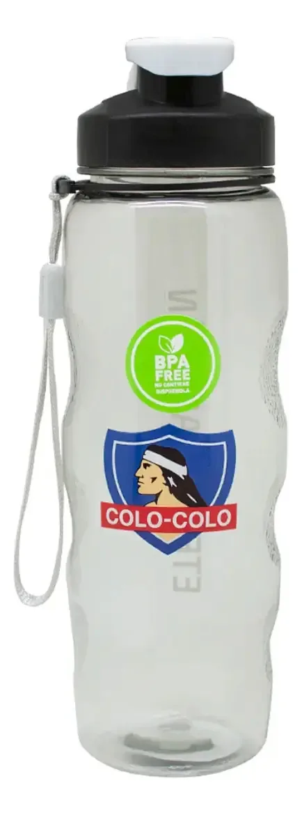 Garrafa de água para bebidas esportivas Colo Colo 700ml, cor transparente