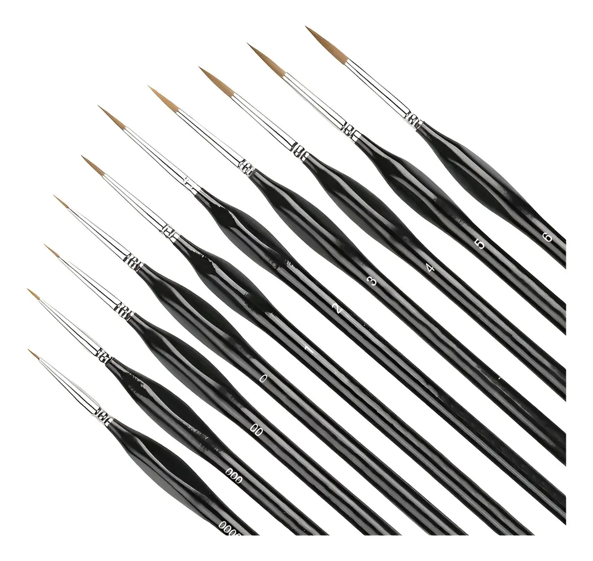 Kit 10 Pincéis Premium Fino Ergonômico Arte&miniaturas Preto