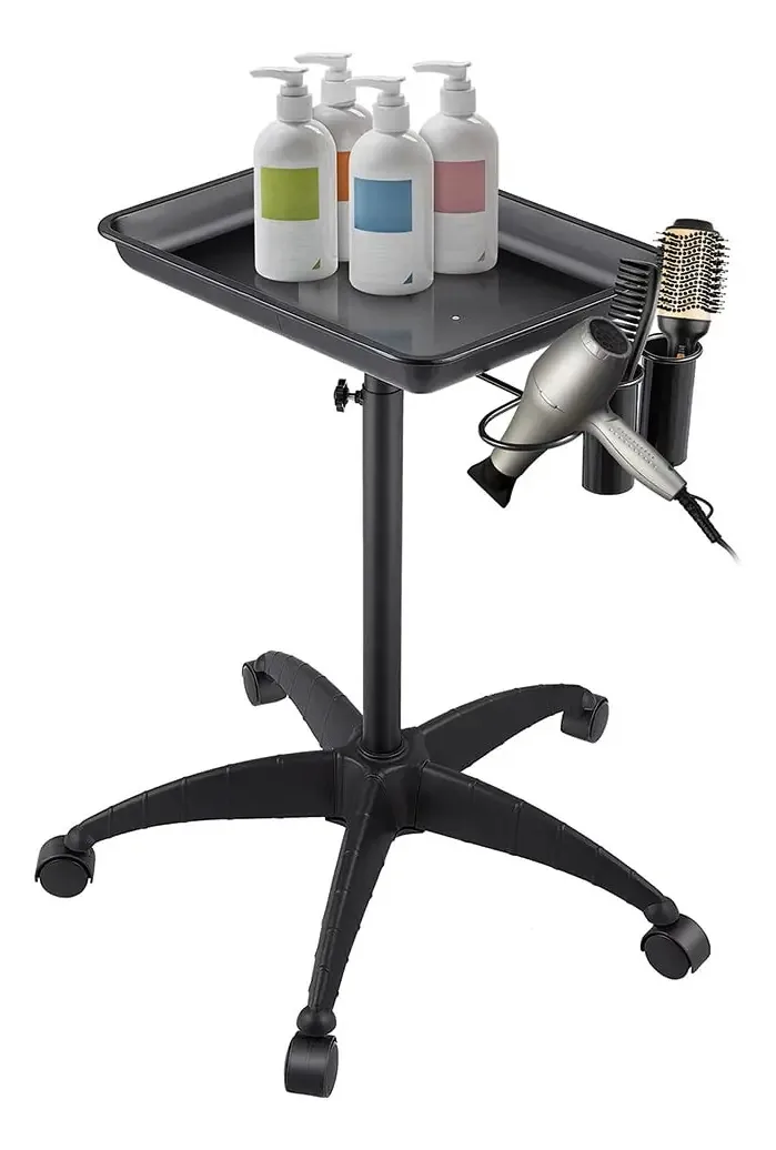 Carrinho de Salão Profissional, Carrinho de Salão Móvel Sólido, Trolley de Instrumentos de Beleza com Rodas, Altura Ajustável para Maquiagem de Beleza