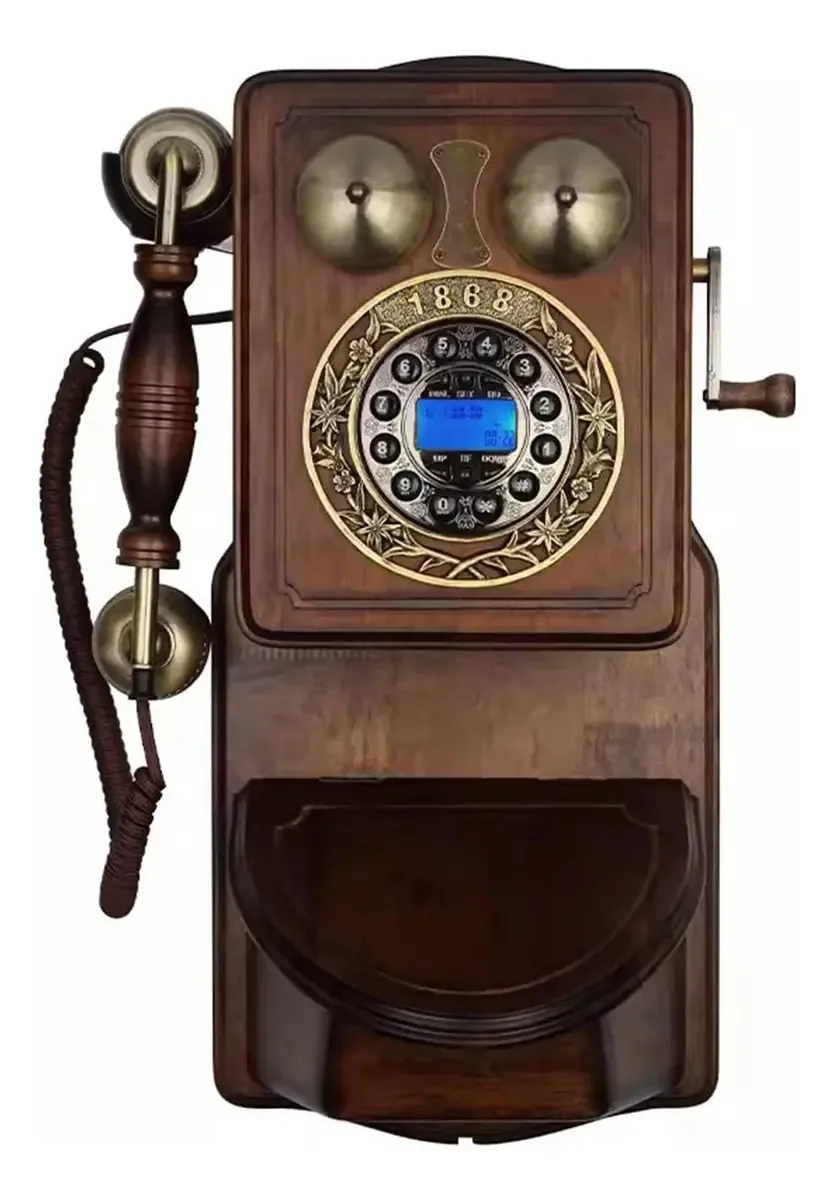 Daeoibhjr Telefones Retrô de Parede, Telefone Fixo Antigo, Telefone Vintage com Fio de Discagem de 1868, Telefones Antigos de Parede com Campainha Mecânica para Escritório e Casa