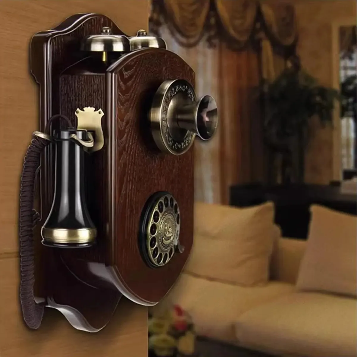 Daeoibhjr Telefone de Parede Antigo, Telefone Fixo com Fio, Telefones Fixos Clássicos com Disco Rotativo Vintage para Casa, Campainha Mecânica Retrô, Perfeito para Escola, Escritório (vermelho)