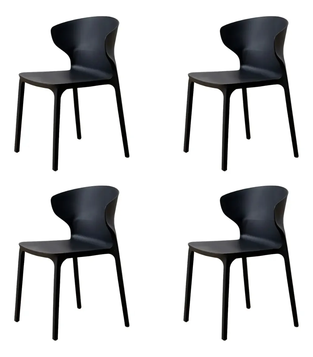 Pacote de cadeiras de jantar Flia Hdc Group Pompeii com 4 cadeiras pretas