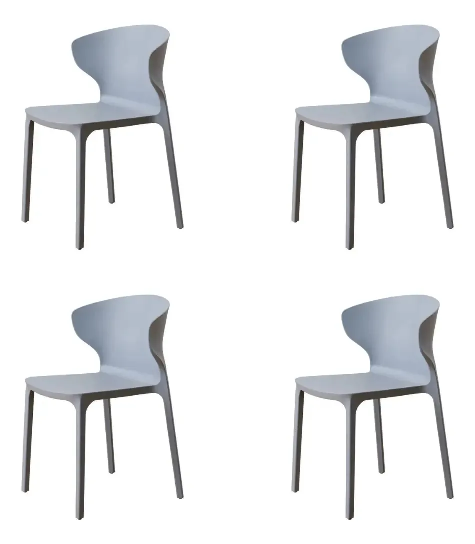 Pacote de cadeiras de jantar Flia Hdc Group Pompeii com 4 cadeiras cinza