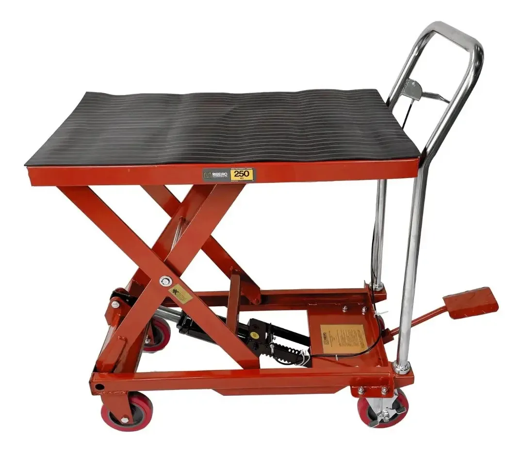 Mesa Hidráulica Pantográfica 250 Kg Vermelho Ribeiro-rmpi001