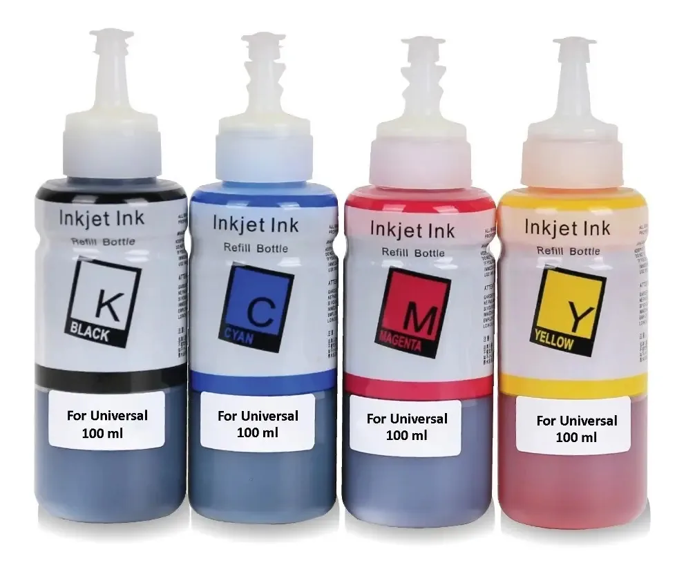 Pacote de 4 tintas alternativas de 100 ml compatíveis com tinta preta EP/Canon/HP