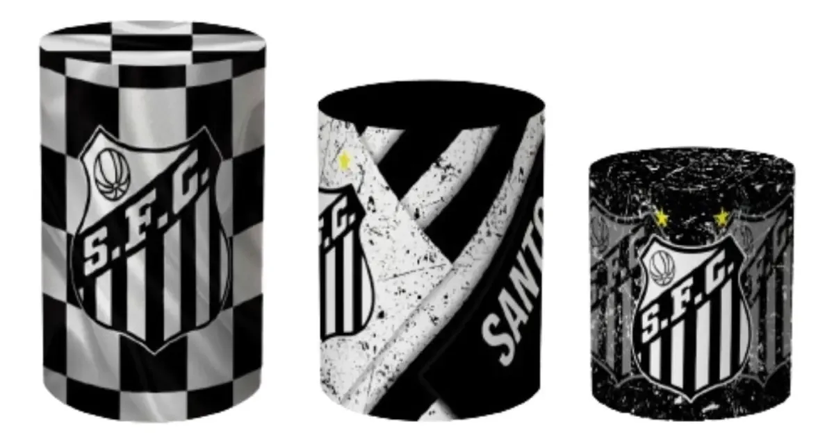 Kit Capas para Cilindros de Festa Time de Futebol (3 Peças)