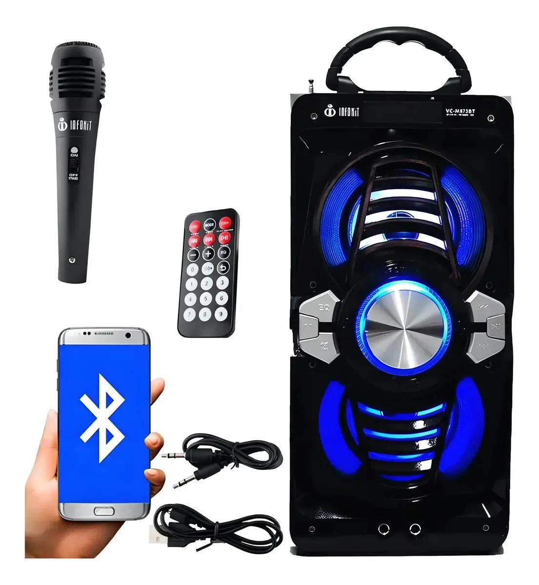 Caixa Som Portátil Bluetooth Bateria Microfone Amplificada