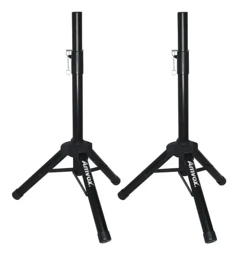2 Suportes Pedestal Tripé Caixa Som Acústica Audio Ativa Passiva Profissional Ajustável Amvox TP001
