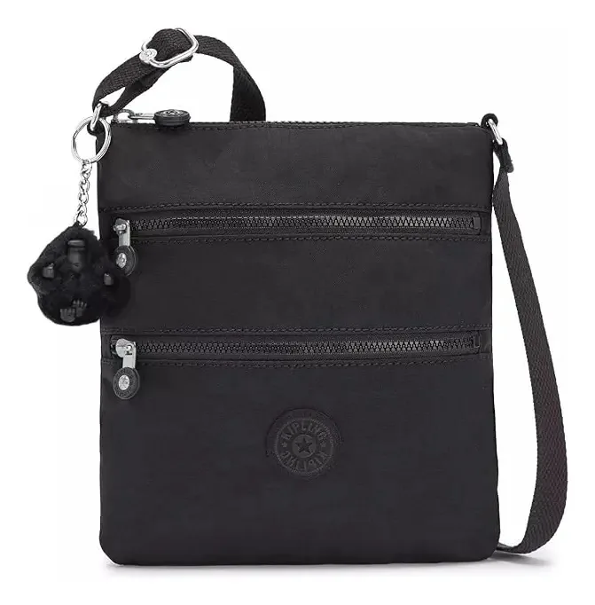 Bolsa de ombro Kipling Keiko, alça de ombro, acabamento em hardware, cor níquel, preto (preto, noir), alça de ombro, design de tecido liso preto