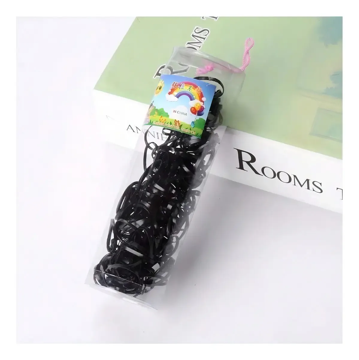 Kit 3 Elásticos Infantis Descartáveis Cor De Frutas Cor Preto
