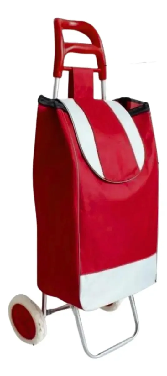 Carrinho De Compras Feira Com Rodas Dobrável De Mão Multiuso Cor Vermelho