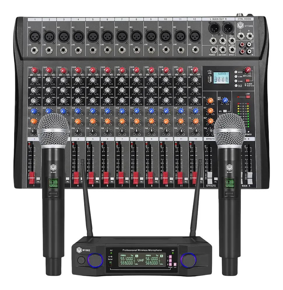 Mixer Winmix de 12 canais, 16 efeitos e microfone