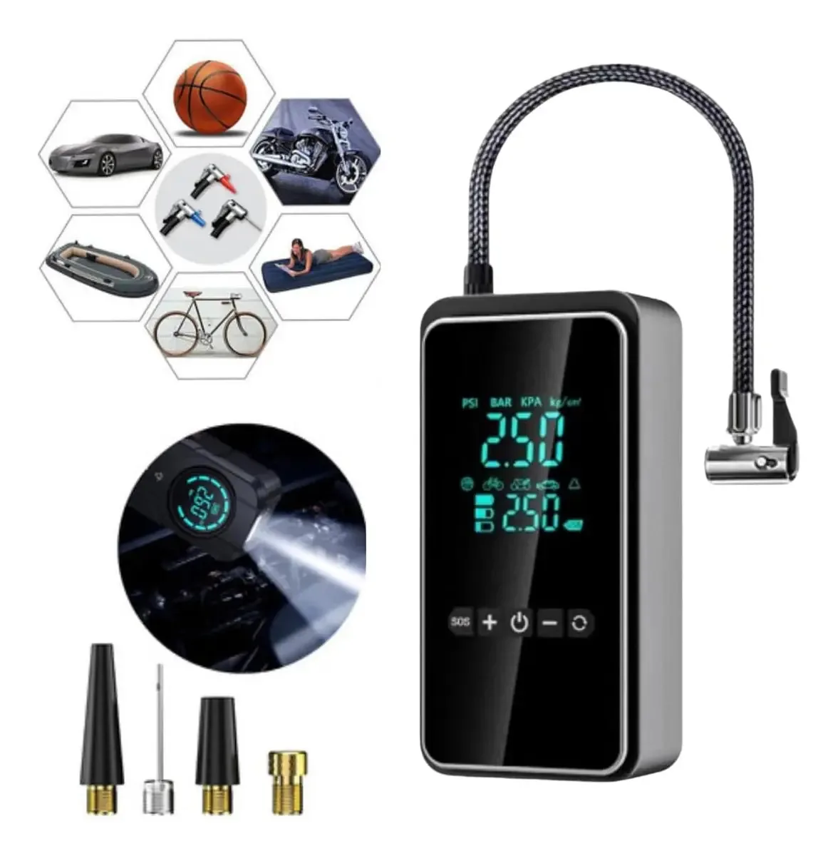 Bomba De Ar Pneus Portátil Profissional Carro Moto Bicicleta