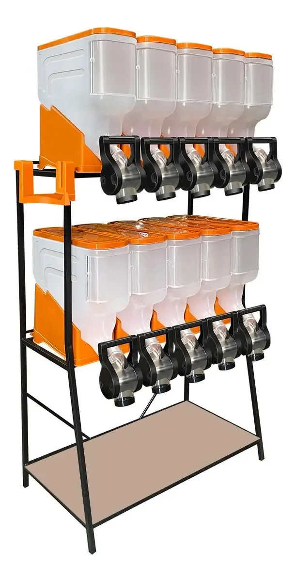 Dispenser Porta Cereais Ração 5 Módulos 20l + 5 Módulos 35l Cor Laranja