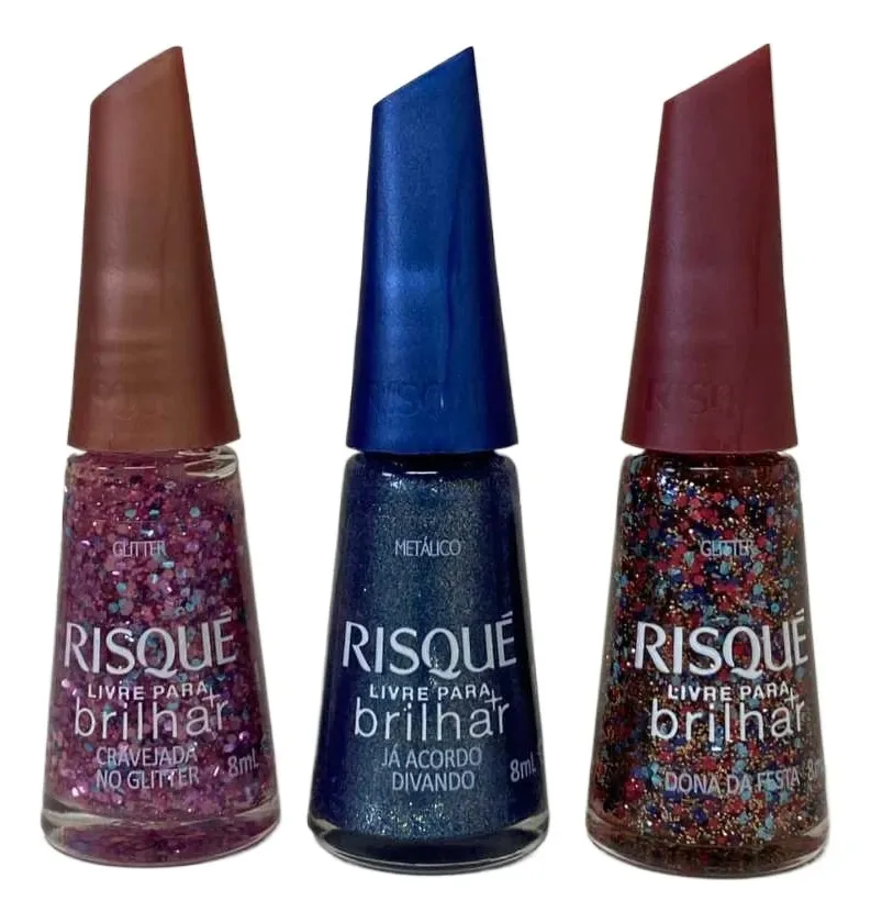 Kit 3 Esmaltes Coleção Livre Para Brilhar - Risqué 8ml
