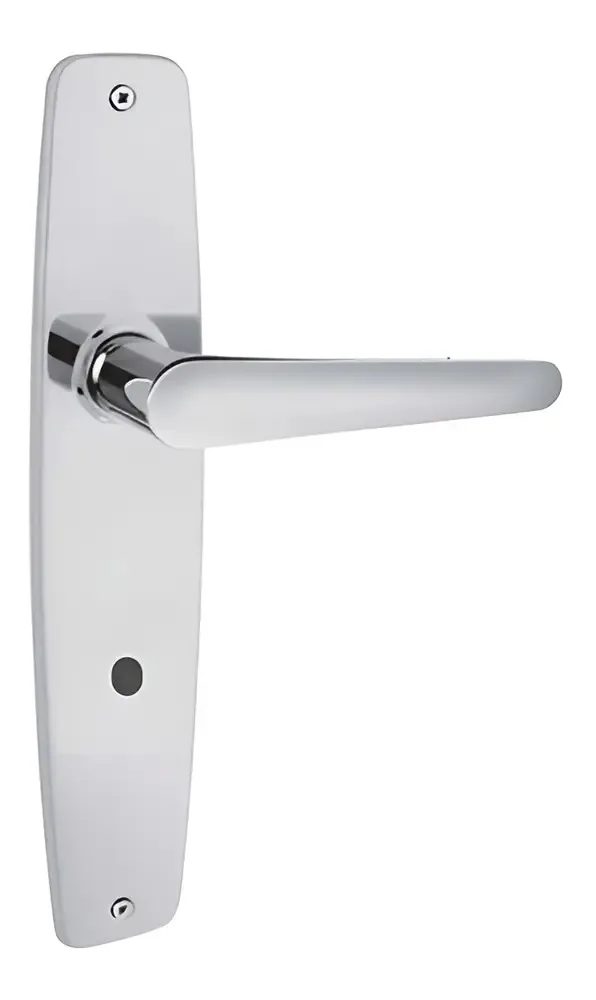 Fechadura Banheiro Vouga Porta 55mm Espelho Cromado Inox 2 Chaves