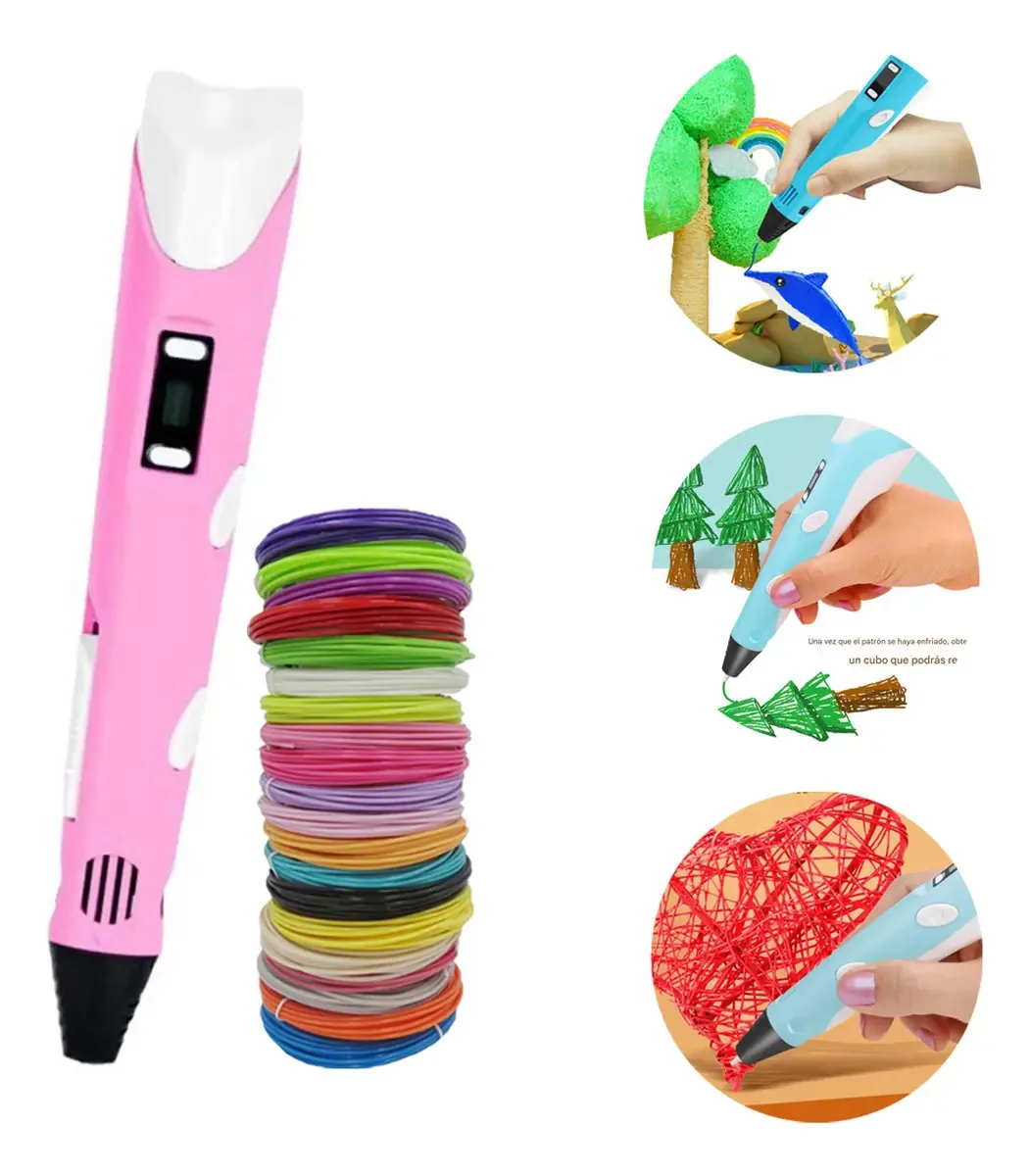 Caneta de impressão 3D para desenhos infantis cor rosa