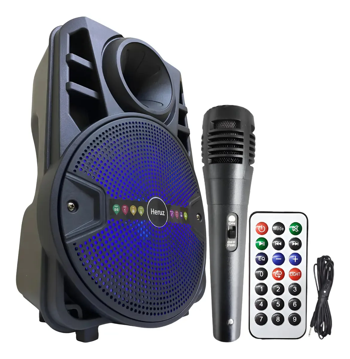 Caixa Som Bluetooth Karaoke Microfone P10 + 1000pmpo Usb Cor Preto