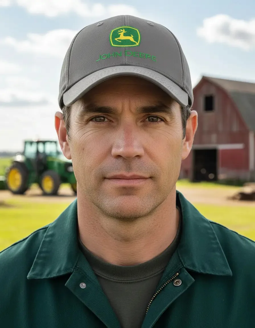 Chapéu cinza John Deere com logotipo Agro, tamanho único