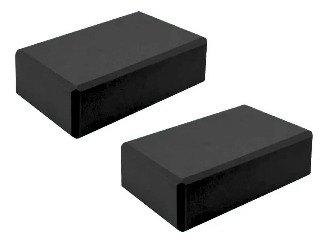 Pacote X2 Yoga Bricks Cube Eva Pilates Fitness, cor preta