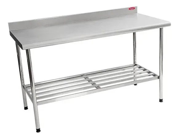 Mesa gourmet de aço inoxidável grelhado 190x60cm