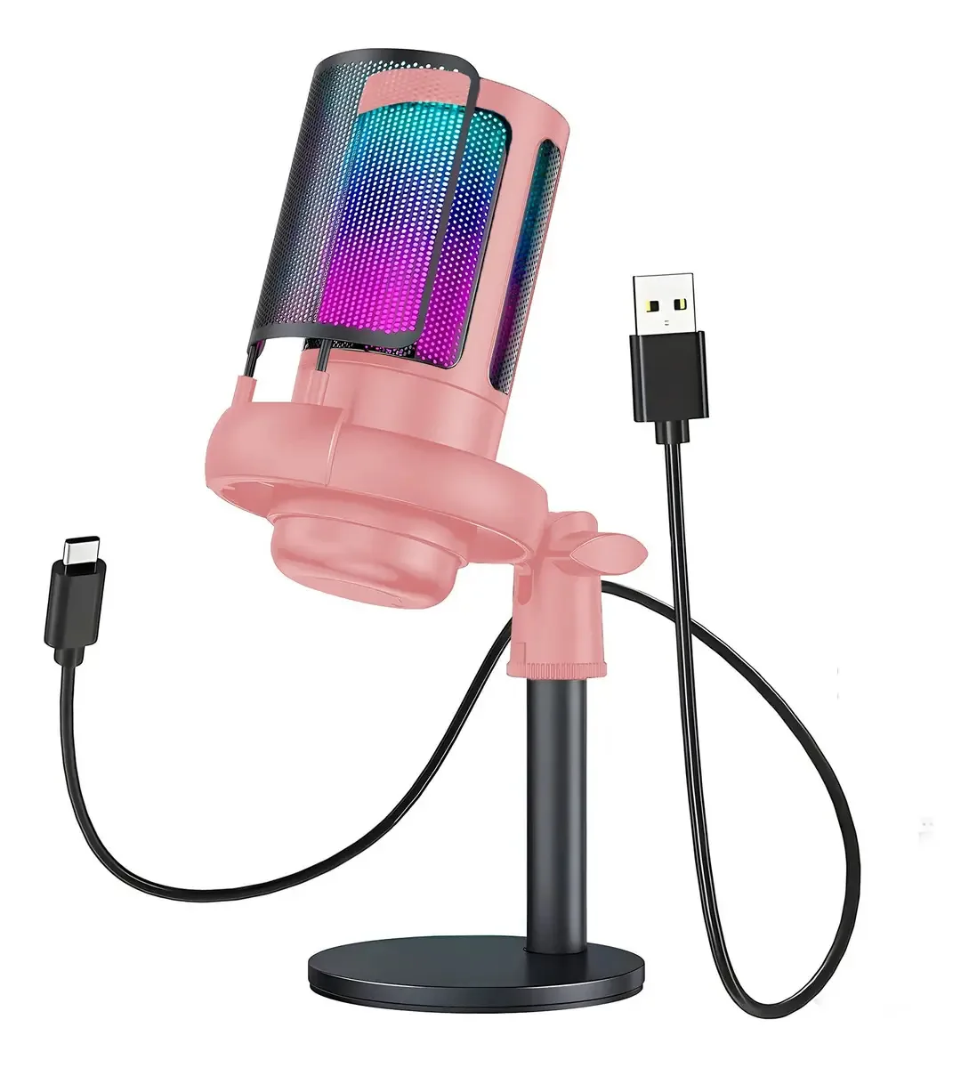 Microfone e microfone Shure para streaming de podcast Gamer Pink