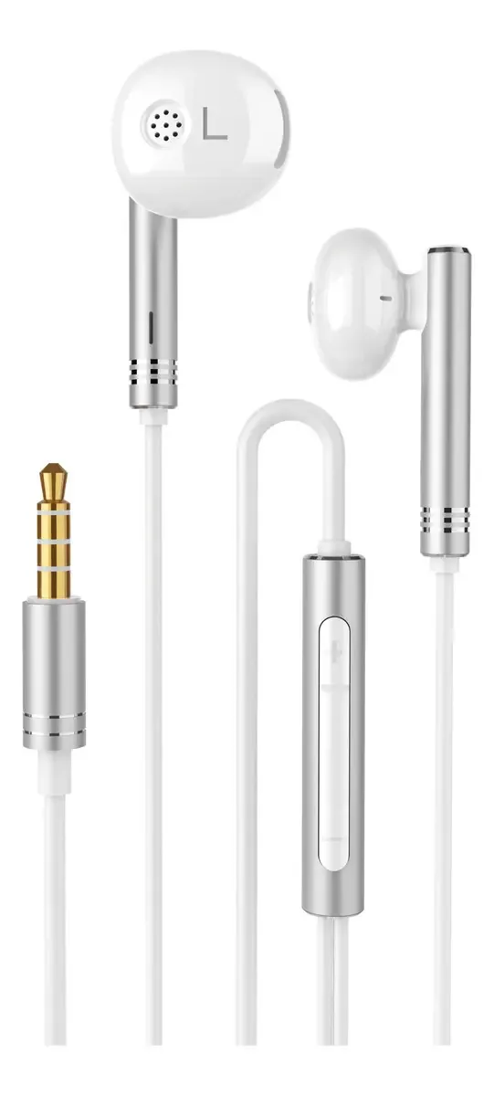Fones de ouvido viva-voz Movisun Enjoy P1 com microfone branco