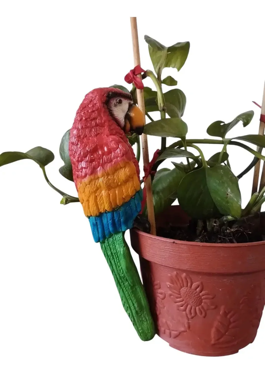 Plantador suspenso de arara, figuras decorativas para jardim, cor vermelha