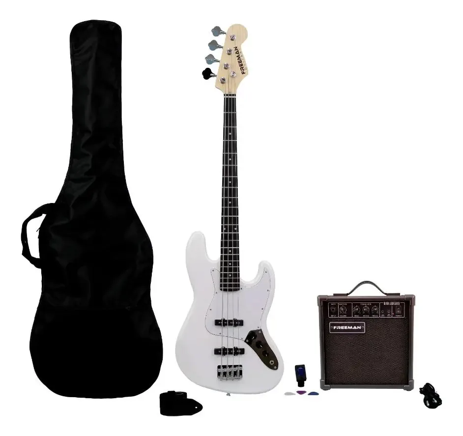 Baixo elétrico Freeman Pack Rockstarter branco