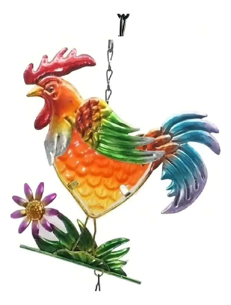 Pingente decorativo: vitral de vidro e cobre de galo