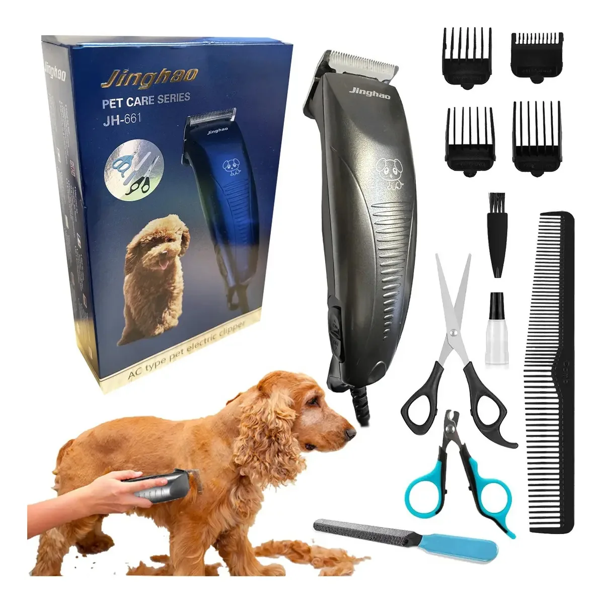 Descascador de cães para cuidar de cães e aparador de cabelo para cães, cor preta