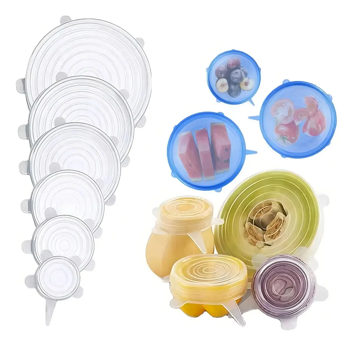 Conjunto de tampas de silicone Levys Bazar x 6 cores transparentes
