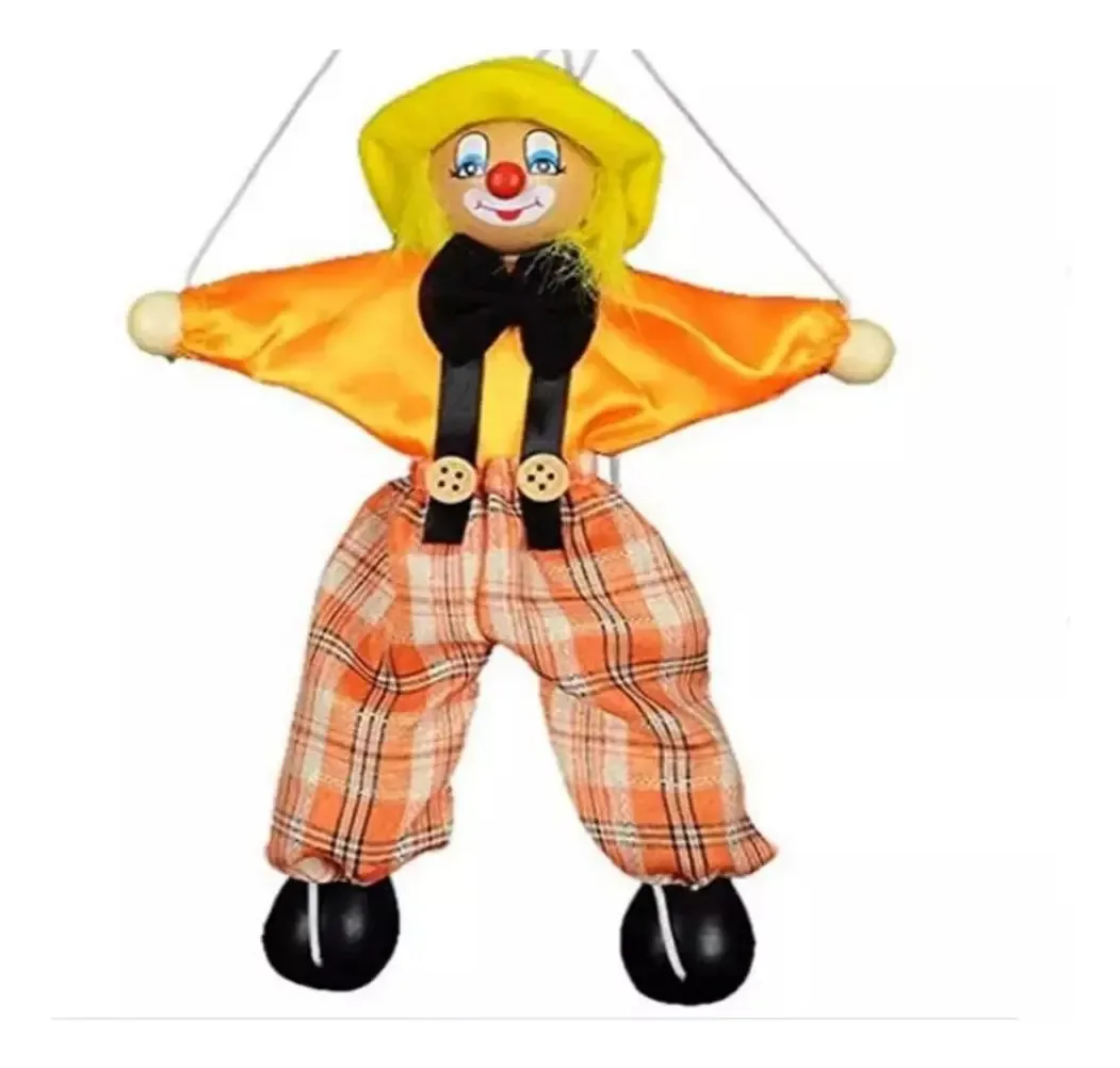Fantoche, desenho de palhaço, brinquedo amarelo