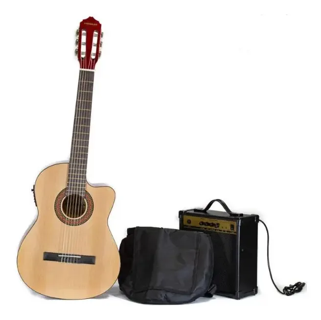 Guitarra eletroacústica de cor natural Freeman FRCG44ceq Pack