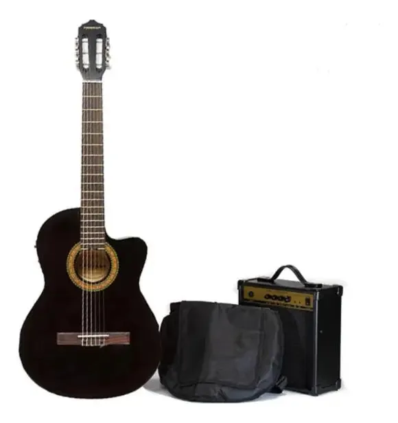 Pacote de guitarra eletroacústica Freeman FRCG44ceq Black