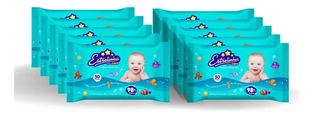 Toalhas Umedecidas Hygieline Estrelinhas 500 Unidades