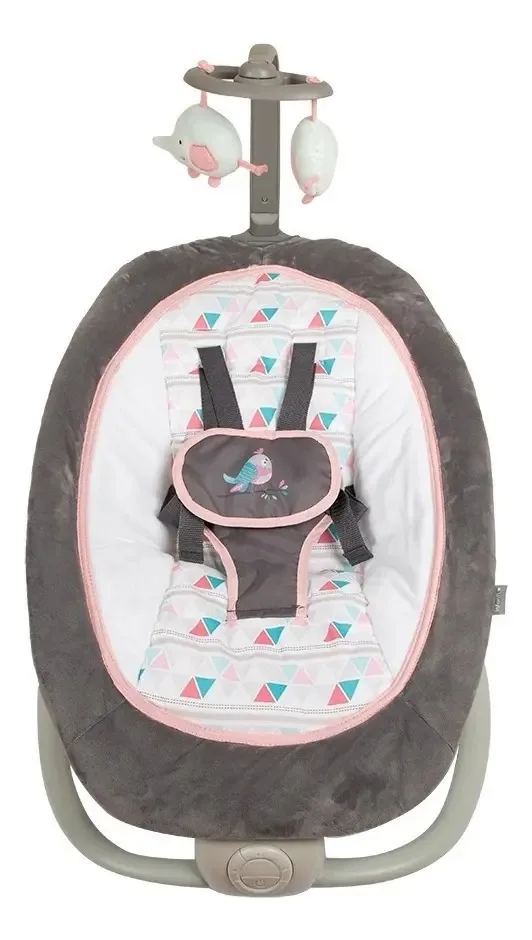 Cadeira de balanço dobrável Baby Nest cinza/rosa