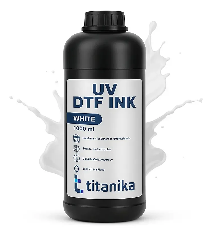 Tinta Titanika Dtf 500 ml branca, impressão têxtil profissional, linha de impressão têxtil de transferência, impressão de alto desempenho