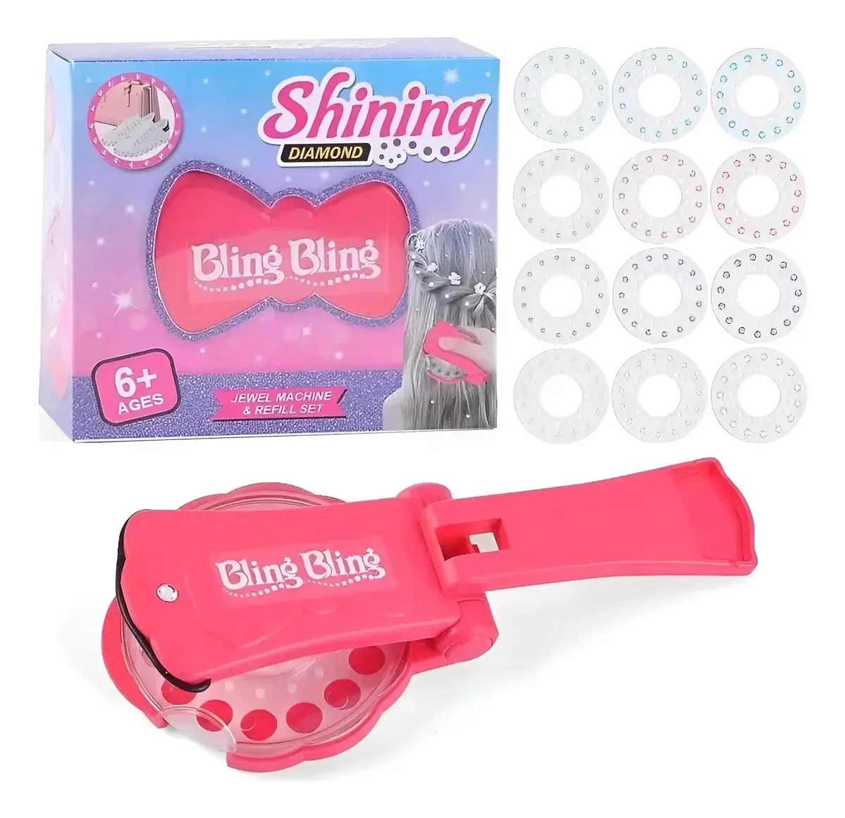 Aplicador de strass para grampeador de cabelo com glitter! Único