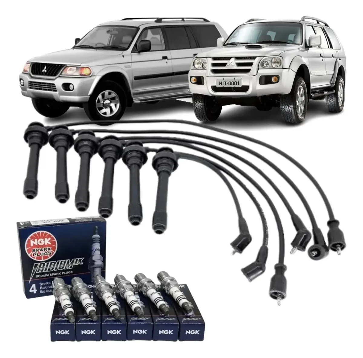 Cabo + Vela Ngk Pajero Sport L200 Triton 3.0 3.5 V6 8mm Gnv - Preto