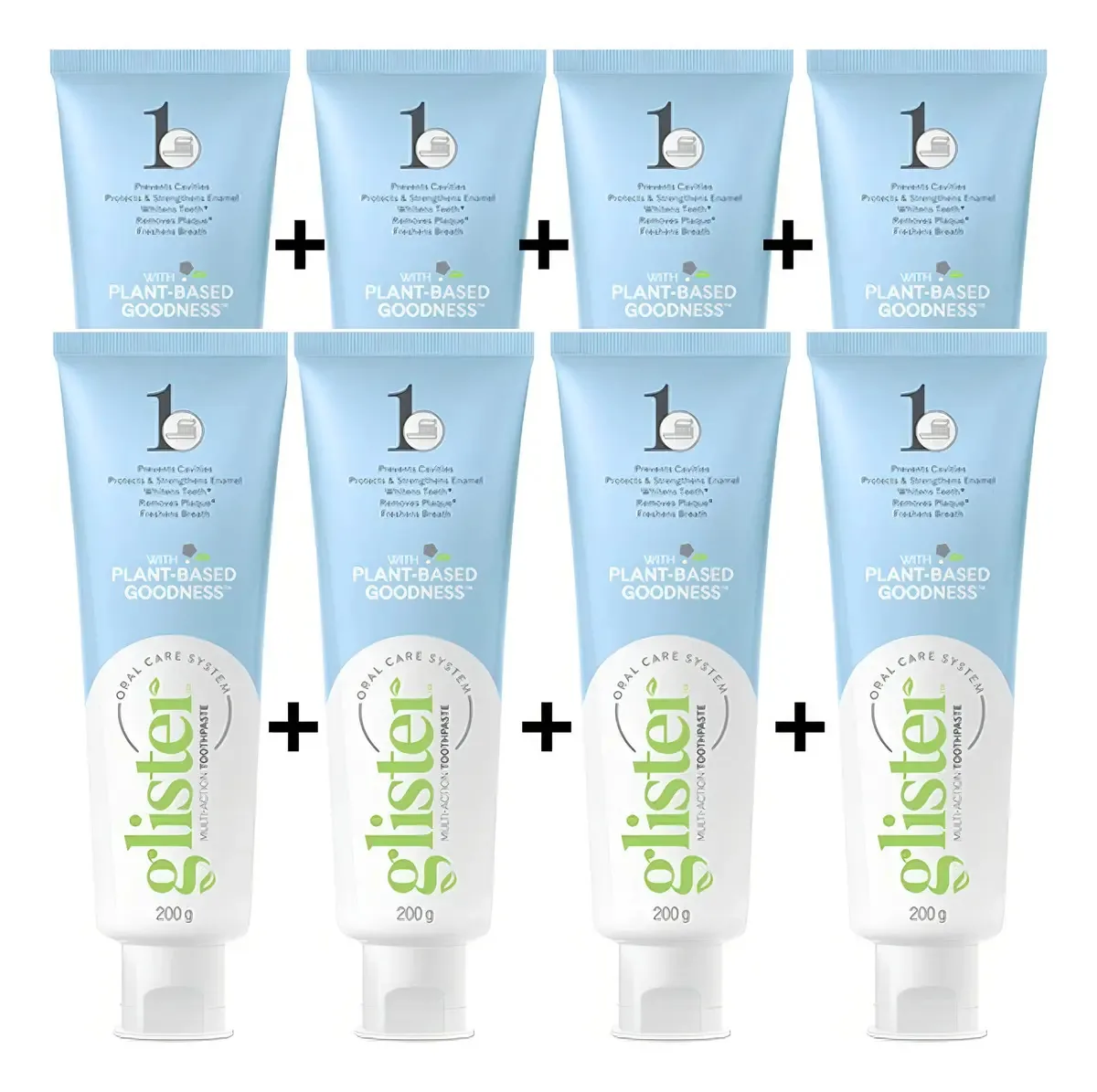 Creme Dental Glister 200gr - Kit 8unid Dentes + Brancos